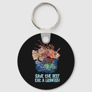 Lionfish Save The Reef Eat Lion Funny Cute Sea Roc Key Ring
