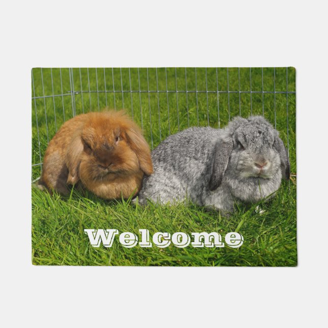 Lionhead Holland Mini Lop Bunny Rabbit Doormat (Front)