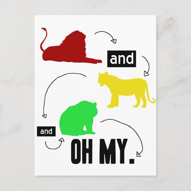 lions and tigers and bears OH MY postcard (Front)