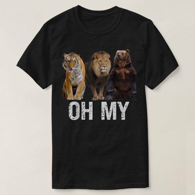 Lions and Tigers and Bears Oh My Sitting Together  T-Shirt (Design Front)