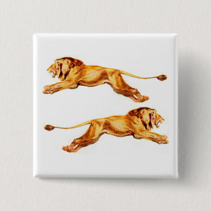 lions at cross purposes 15 cm square badge