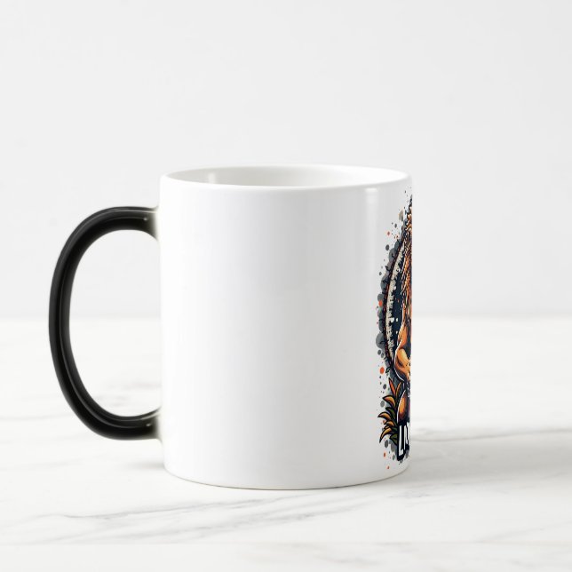 Lion's Drum Parade funny art : Majestic Lion Print Magic Mug (Left)