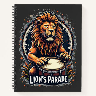 Lion's Drum Parade funny art : Majestic Lion Print Notebook