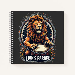 Lion's Drum Parade funny art : Majestic Lion Print Notebook