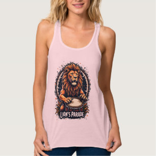 Lion's Drum Parade funny art : Majestic Lion Print Singlet