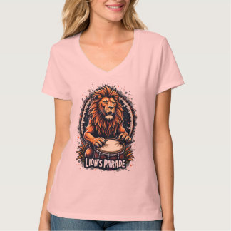 Lion's Drum Parade funny art : Majestic Lion Print T-Shirt