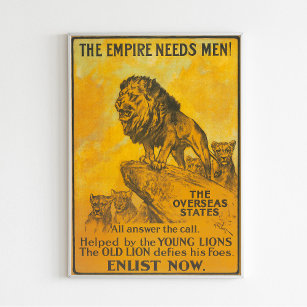 Lions, Empire Needs Men! Vintage Poster