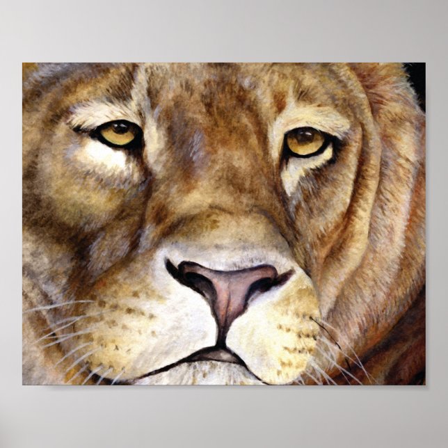 Lions face fine art hand painted poster (Front)