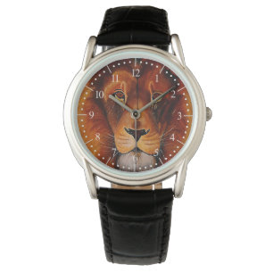 Lion's face, hand painted lion watch