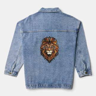 Lions face with mane denim jacket