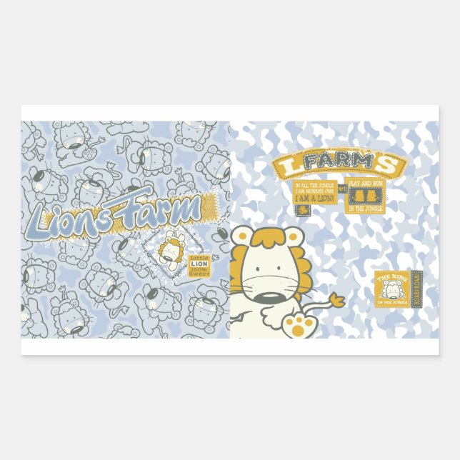 Lions farm rectangular sticker (Front)