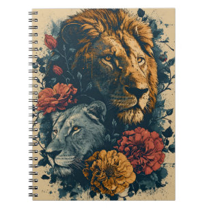 Lions & Flowers: Vintage Postcard Notebook