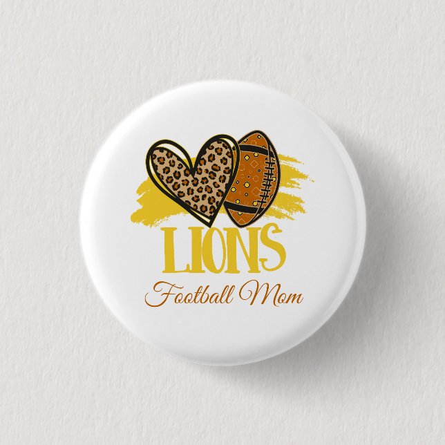 Lions Football Mum Button-Customisable  3 Cm Round Badge (Front)