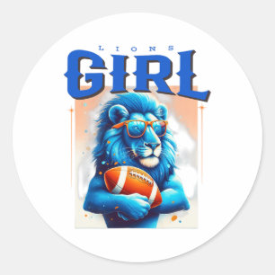 Lions Girl Apparel Fan Sports American Footll Game Classic Round Sticker