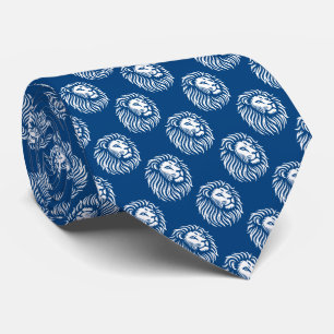 Lion's Head Pattern - White on Shibori Blue Tie