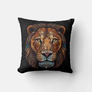 Lions head with mosaic stained glass effect cushion