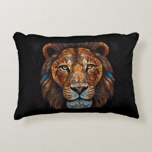 Lions head with mosaic stained glass effect decorative cushion