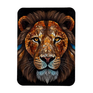 Lions head with mosaic stained glass effect magnet