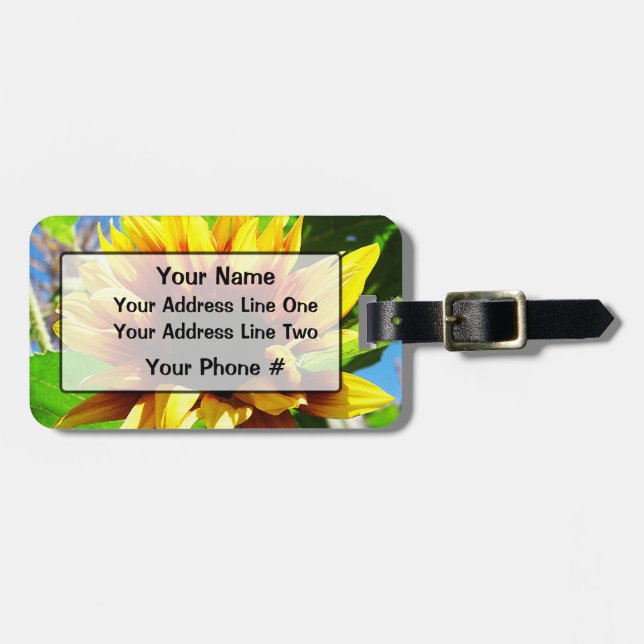 Lion's Mane Sunflower Luggage Tag (Front Horizontal)