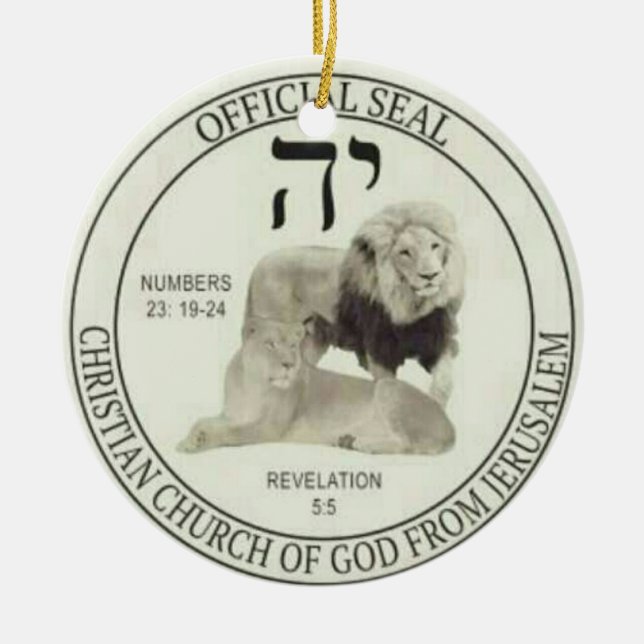 Lions of Judah Ceramic Tree Decoration (Front)