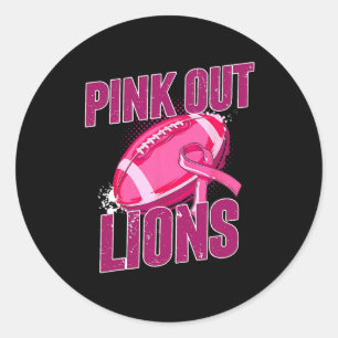 Lions Pink Out Football Tackle Breast Cancer Classic Round Sticker