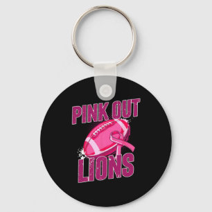 Lions Pink Out Football Tackle Breast Cancer Key Ring