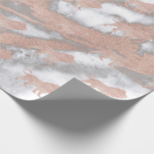 Lions Pink Rose Rose Gold Metallic Marble Grey Wrapping Paper