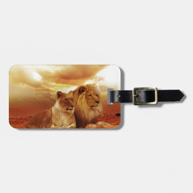 Lions relaxing in Africa Luggage Tag (Front Horizontal)