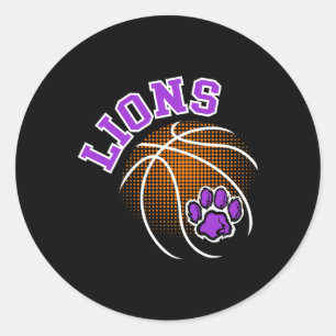 Lions Sketll Purple Lion Pride School Spirit Lion  Classic Round Sticker