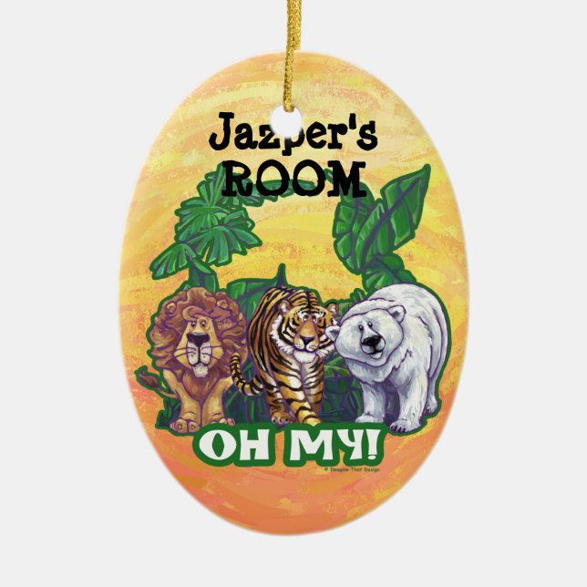 Lions Tiger Bears Oh My Ceramic Tree Decoration (Front)