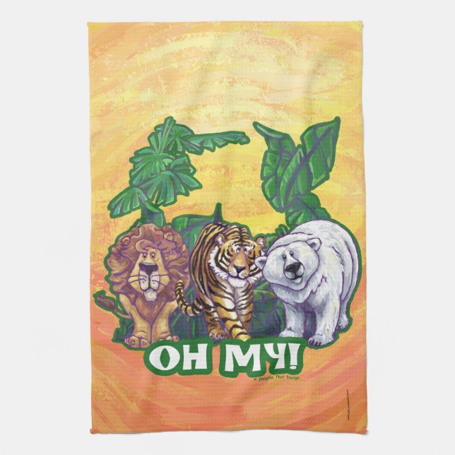 Lions Tiger Bears Oh My Tea Towel (Vertical)