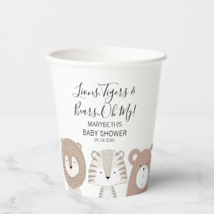 Lions Tigers & Bears Animal Baby Shower Paper Cups