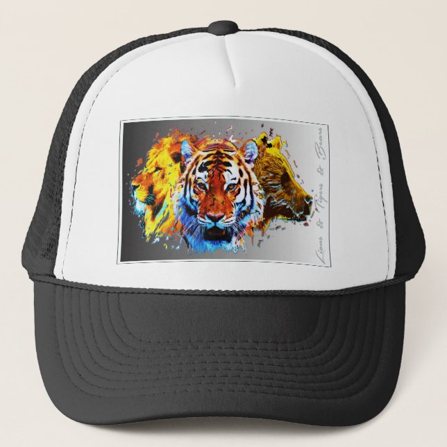 lions & tigers & bears.jpg trucker hat (Front)