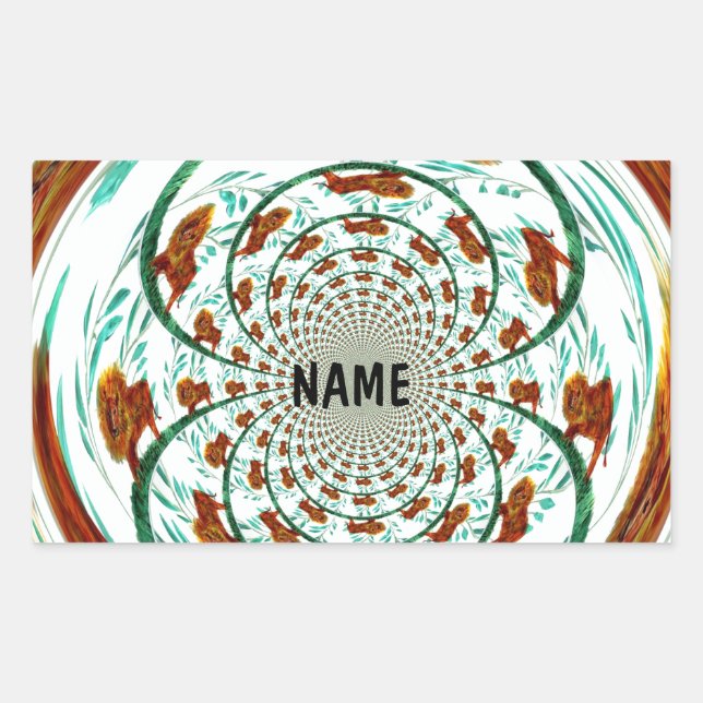 Lions Wildlife Kaleidescope Pattern Custom Rectangular Sticker (Front)