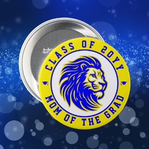 Lions Yellow and Blue Mother of the Graduate 7.5 Cm Round Badge