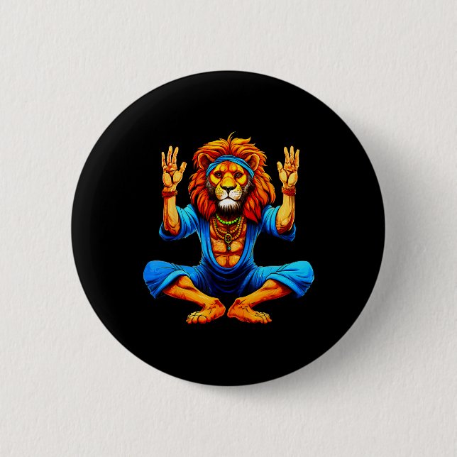 Lions Yoga  6 Cm Round Badge (Front)