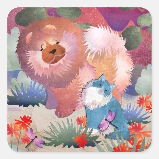 LIONZ AND DRAGONZ  square stickers (Front)