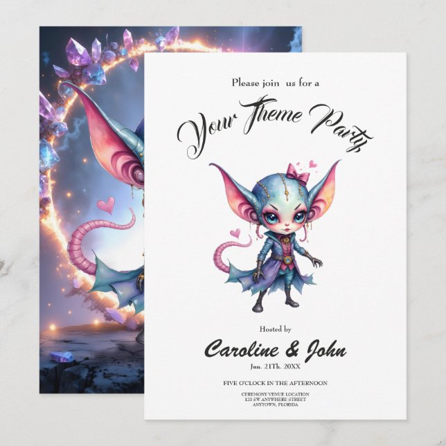 Liora – Crystal Heart from the Stars  Invitation (Front/Back)