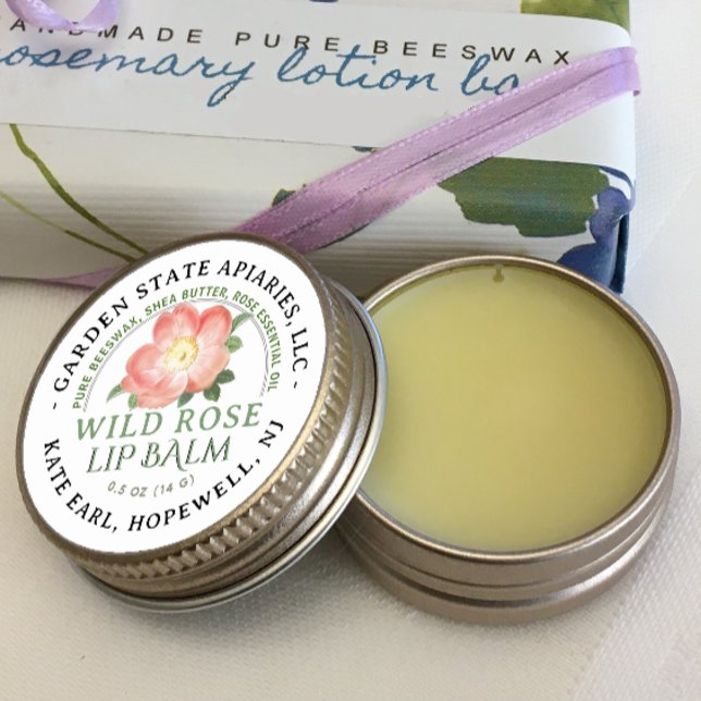 Lip Balm Label with Old World Rose on White (Creator Uploaded)