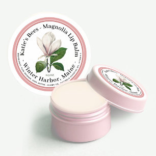 Lip Balm Label with Pale Pink Flower Illustration