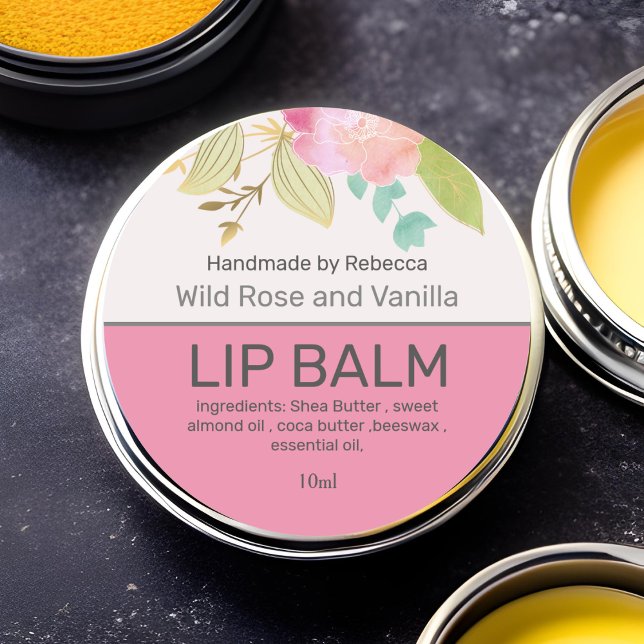 Lip Balm Pink Floral  Classic Round Sticker (Creator Uploaded)