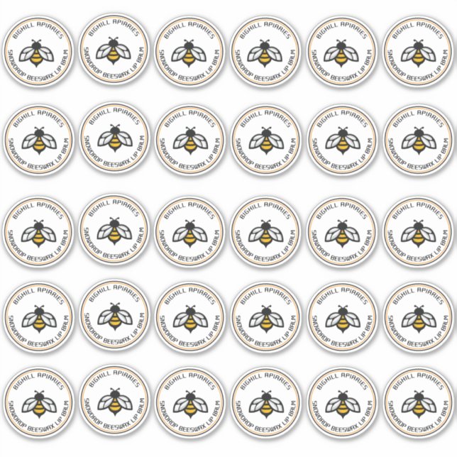 Lip Balm Round Container Sticker Thirty 2" Bee (Front)