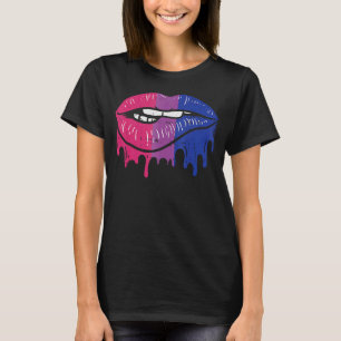 Lip Bite Retro Drip Art Lgbt Bisexual Colours Gay T-Shirt