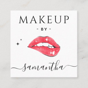 Lip Biting & Sparkles Makeup Artist Qr Code Social Square Business Card