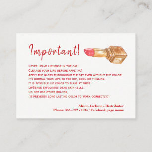 Lip colour distributor application instructions business card