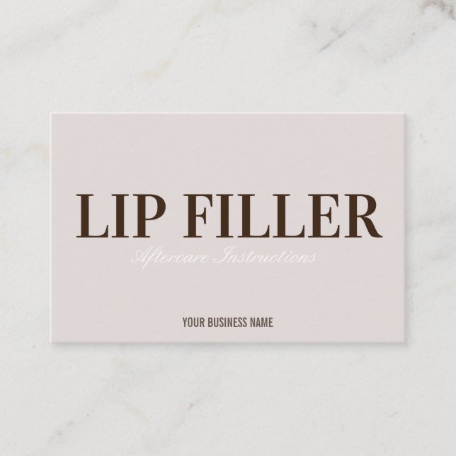 Lip Filler Aftercare Instruction Business Card (Front)