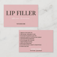 Lip Filler Aftercare Instruction Business Card