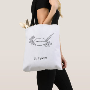 Lip Injector Line Art Aesthetic Nurse Floral Tote Bag