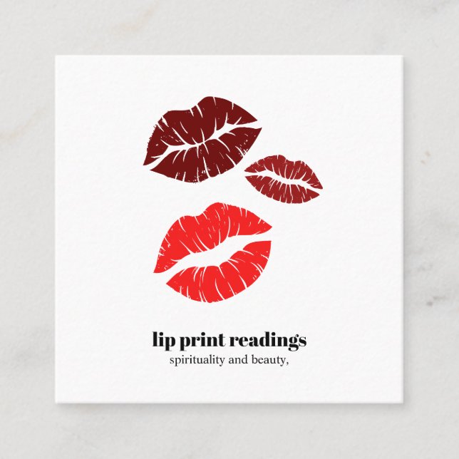 LIP PRINT READINGS PSYCHIC FORTUNE TELLER SQUARE BUSINESS CARD (Front)