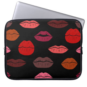 Lip print, red pink kisses. laptop sleeve